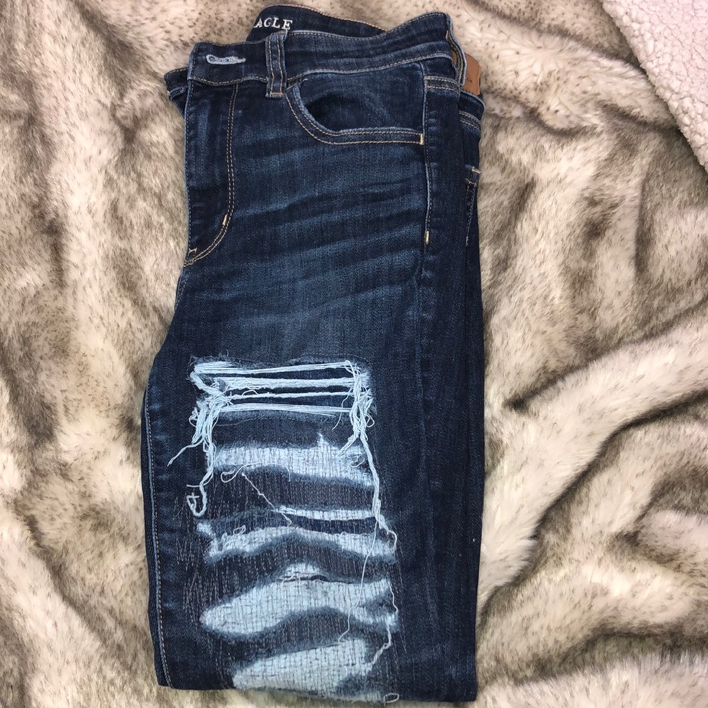 American Eagle high rise ripped jeggings sz 8short